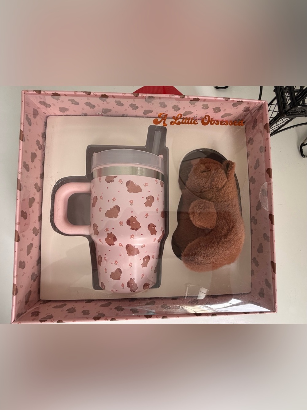Pink Insulated Travel Mug with Plush Bear Gift Set